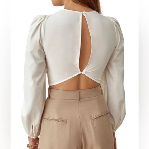 Reformation Tops - Reformation Derek Long Sleeve Crop Top White